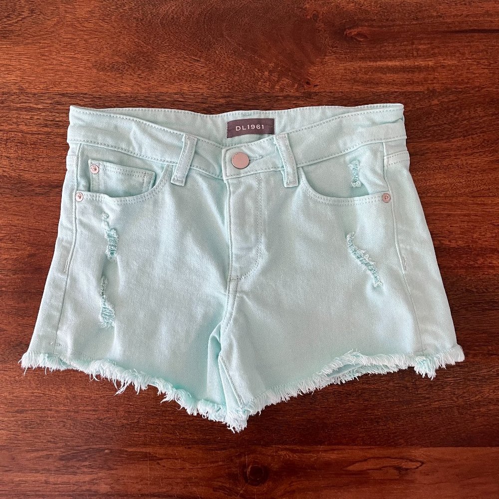 DL1961 Lucy Short, Girls Size 12, Bleached Aqua